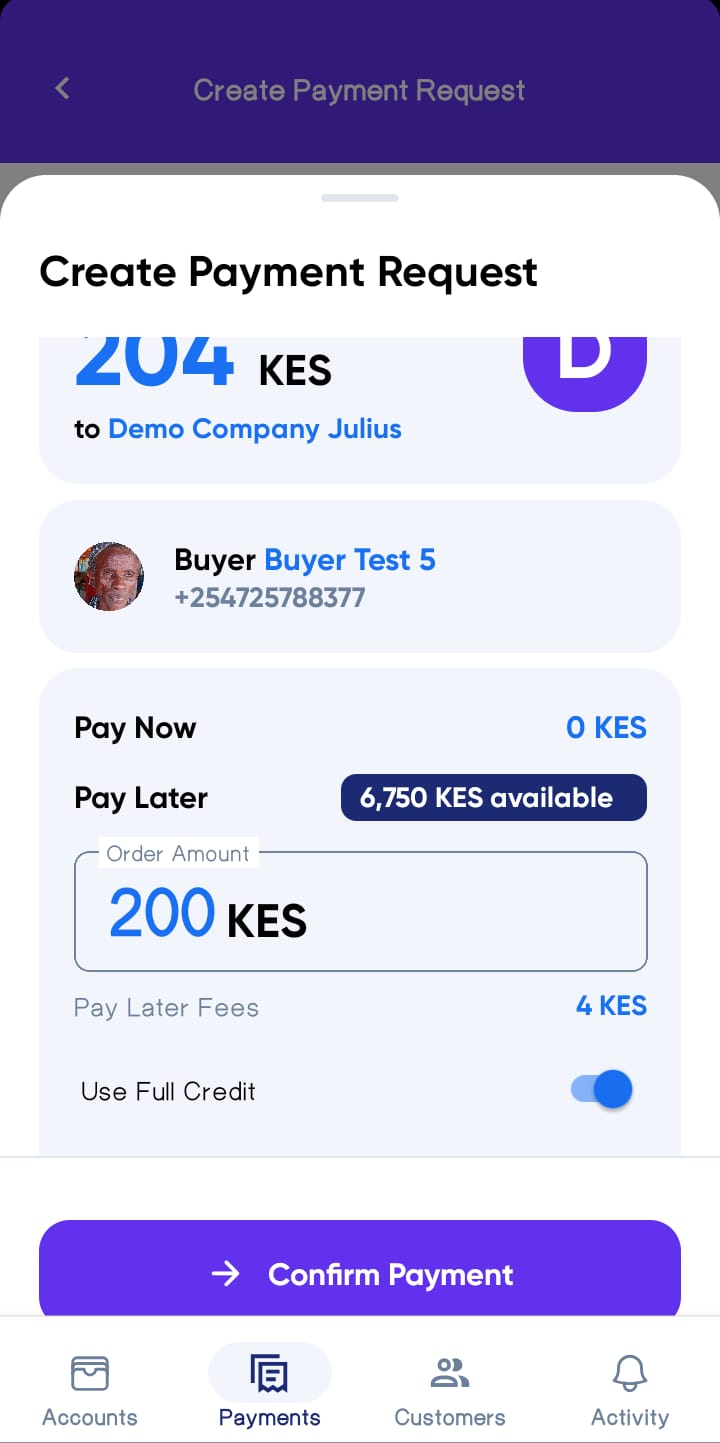 Order Details Modal request payment 1