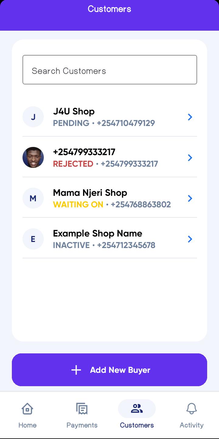 Customer List Status