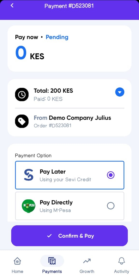 Buyer Order Pay Screen