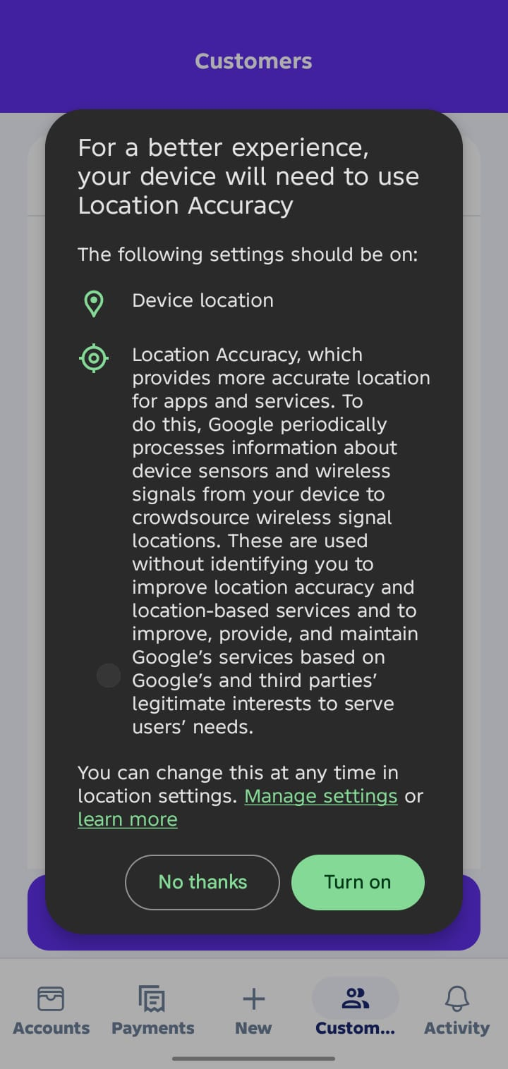 Location access request