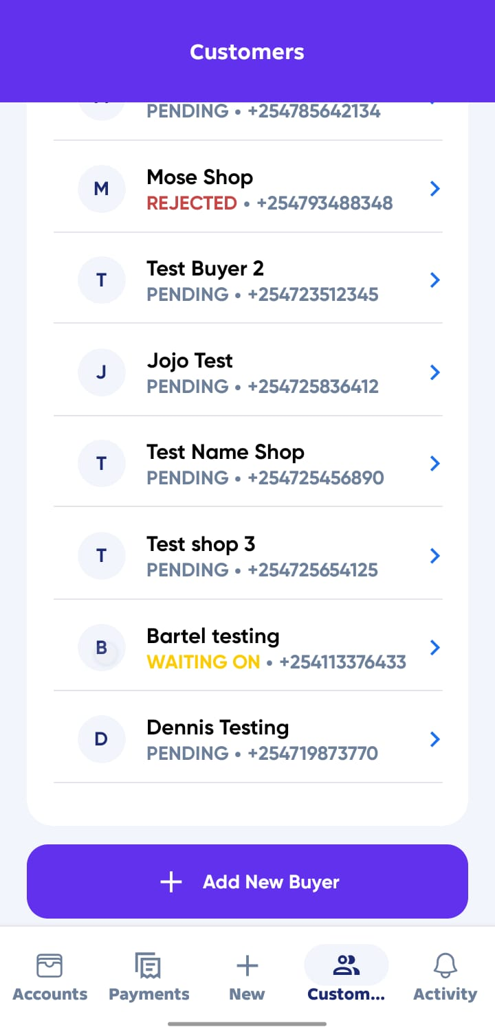 Customer All Buyers List Status 2