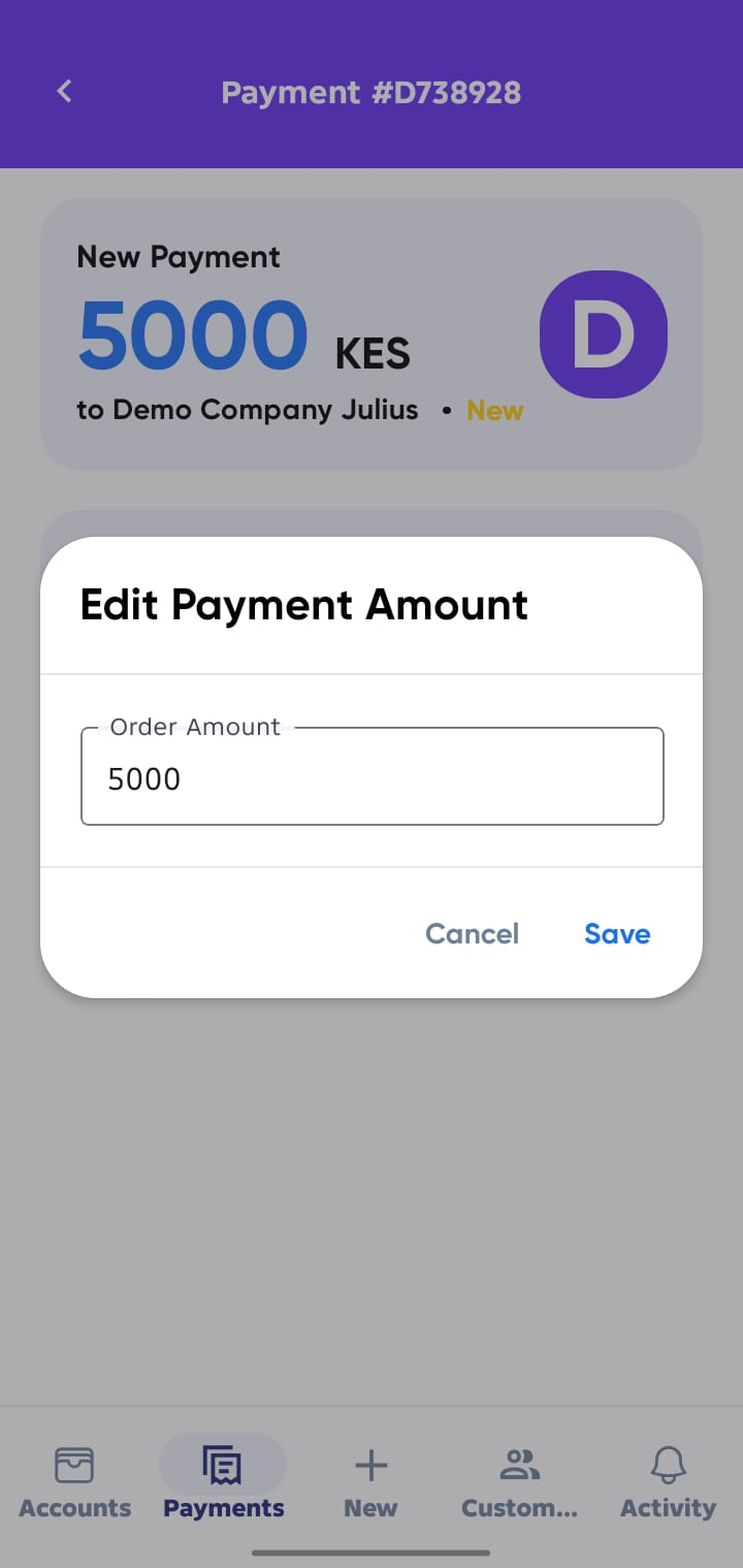 Payment Edit Action 1