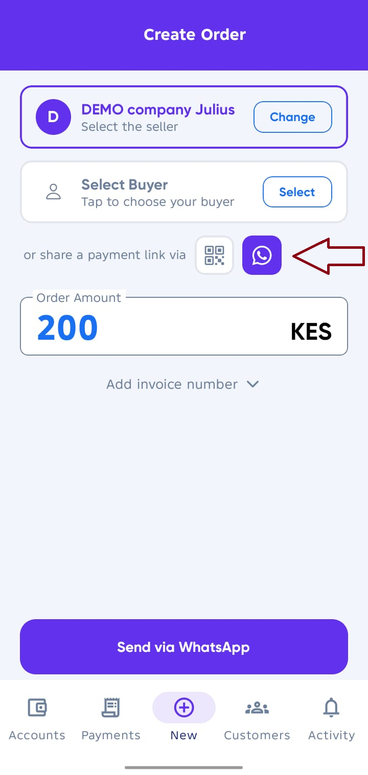 Whatsapp share payment