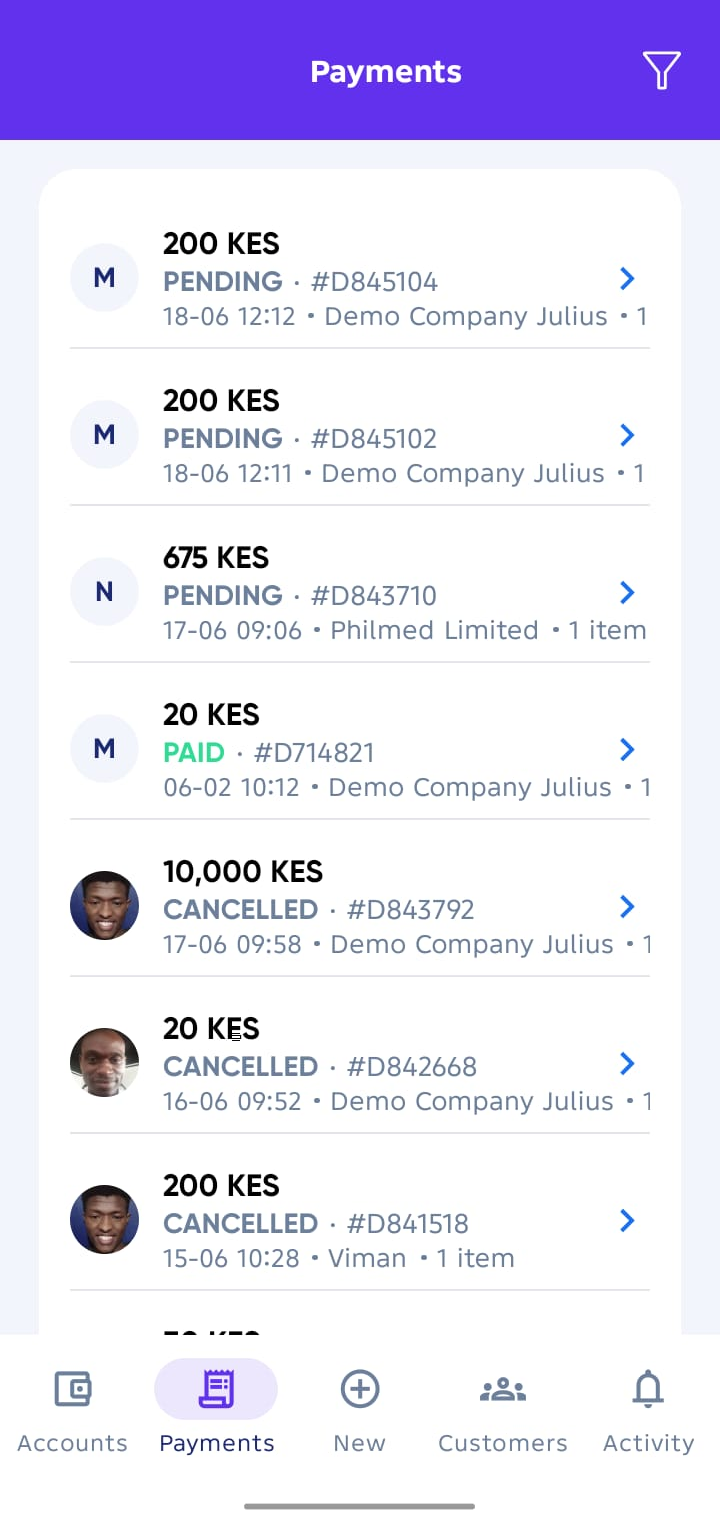 Payments List