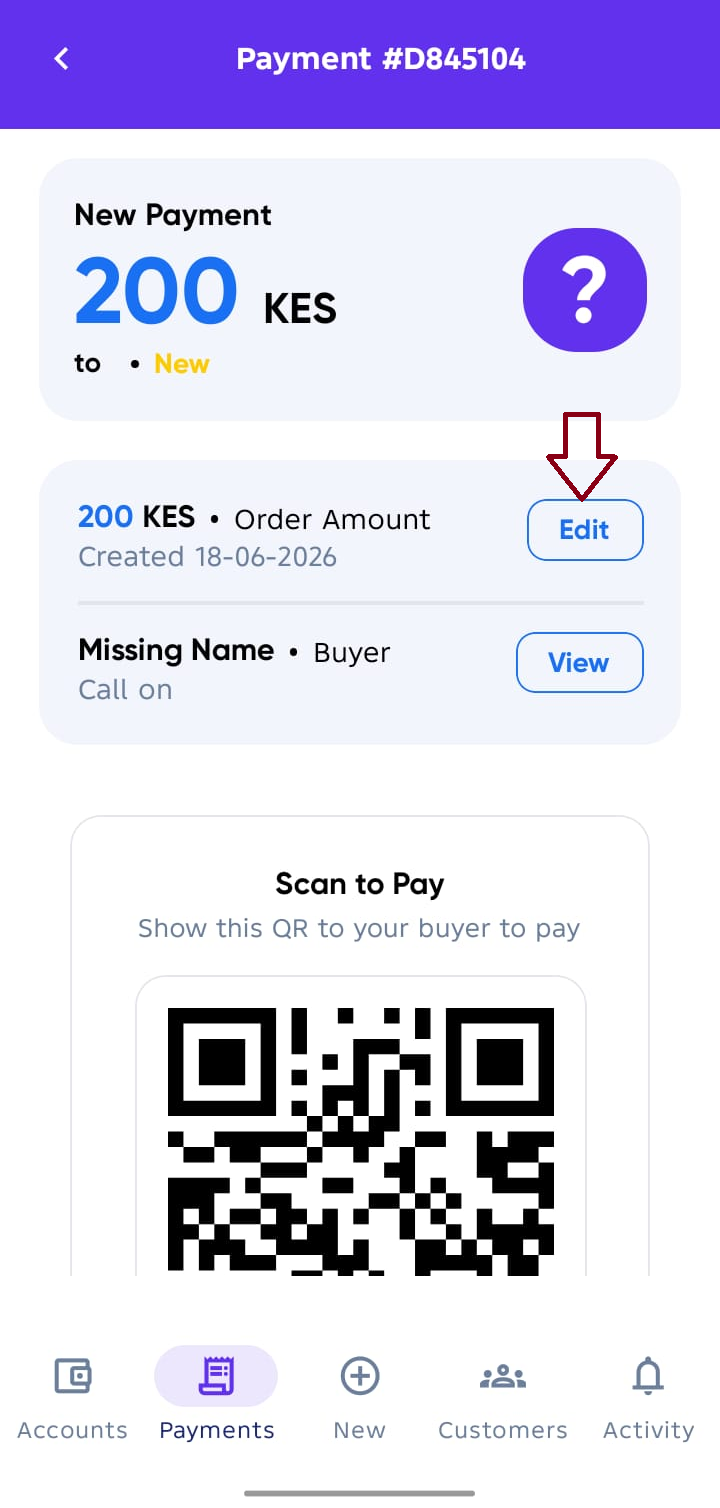 Payment Edit Action