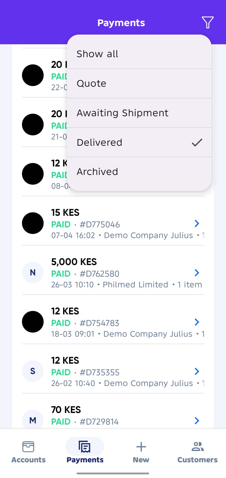 Payments Filter