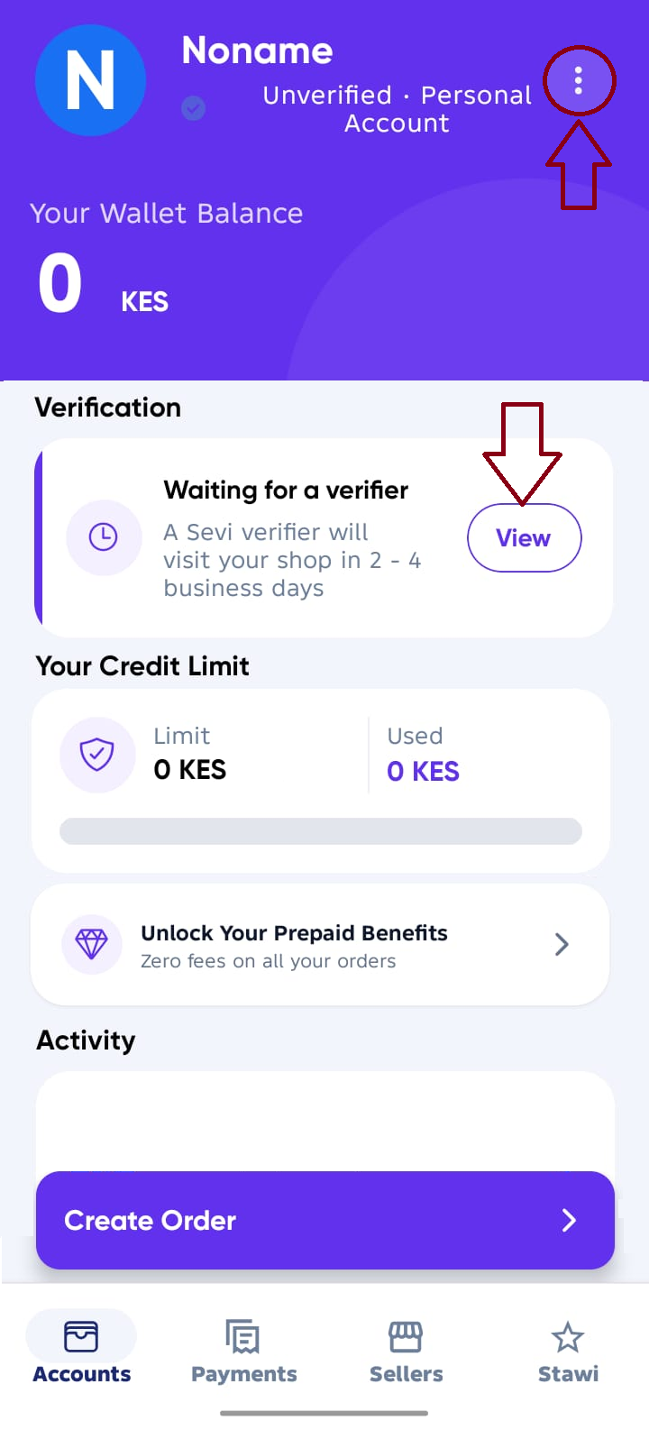 Personal acccount view