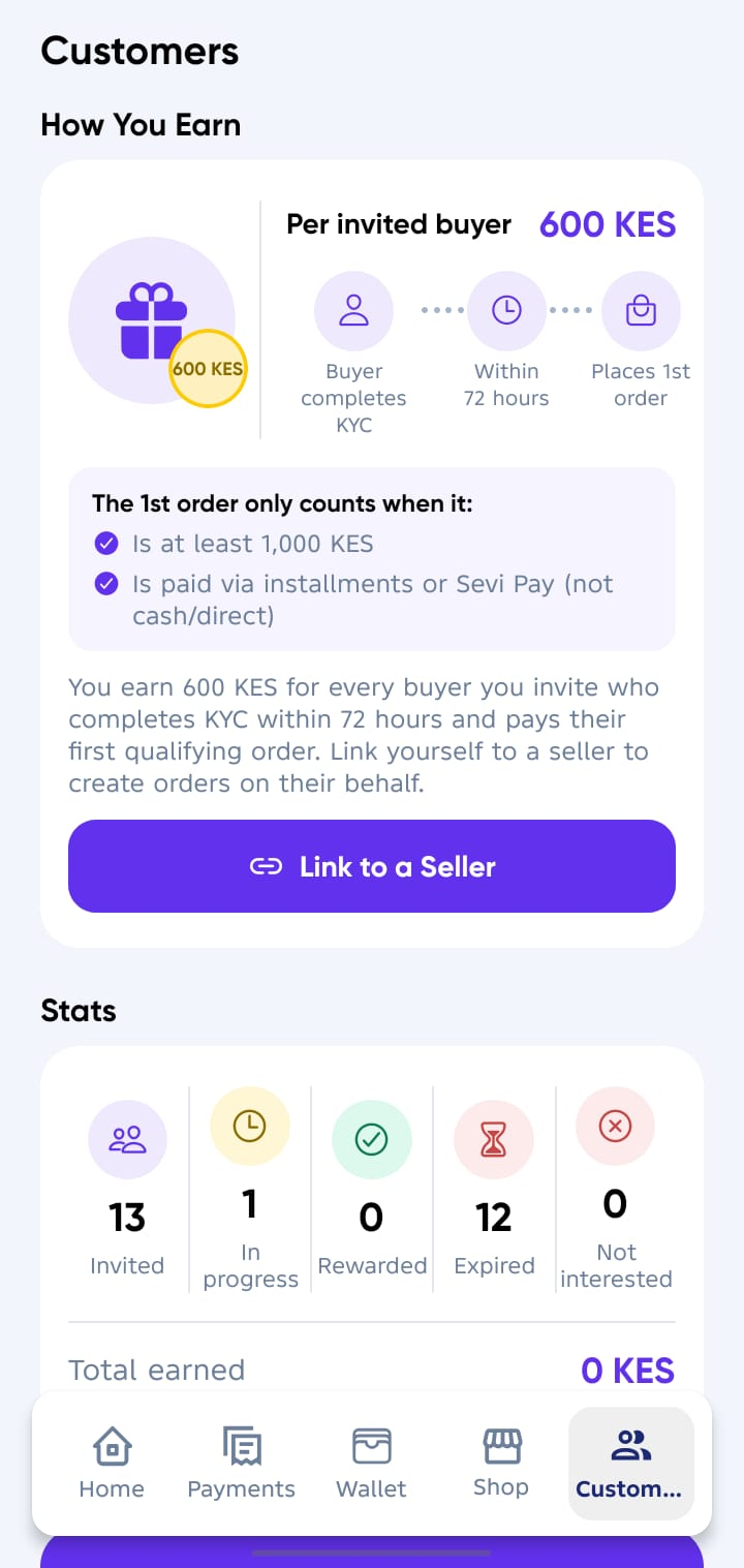 Agent customers screen