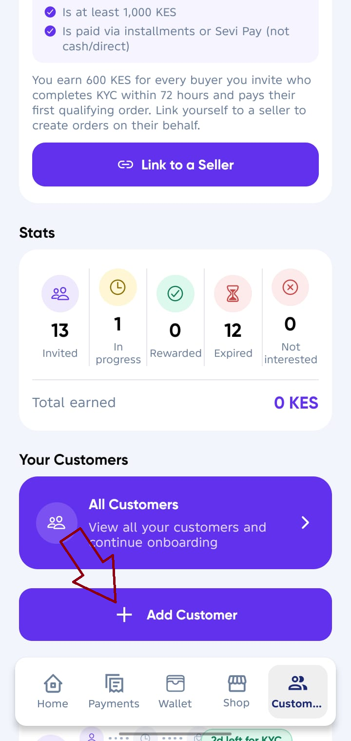 Agent customers screen