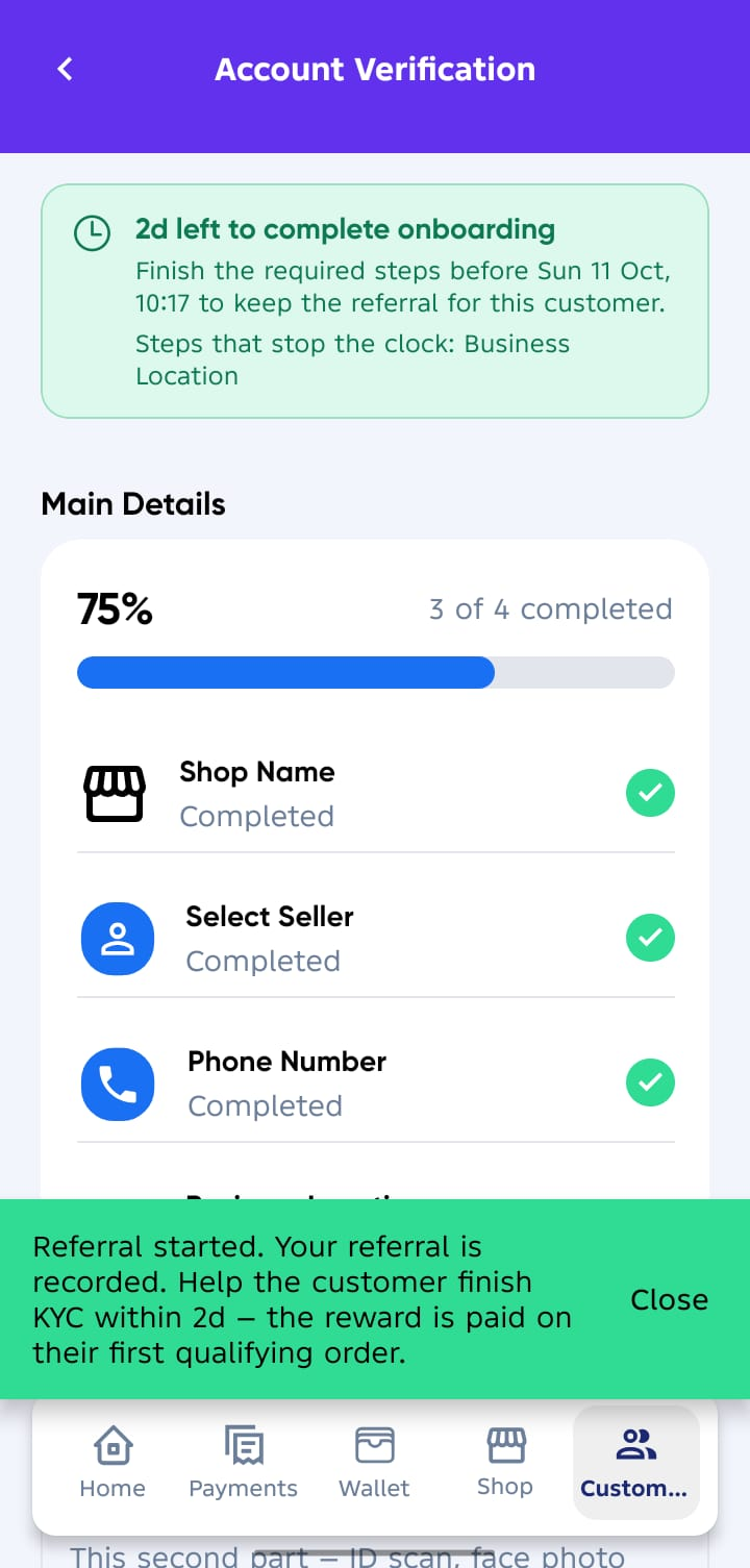 Buyer invite verification screen 1
