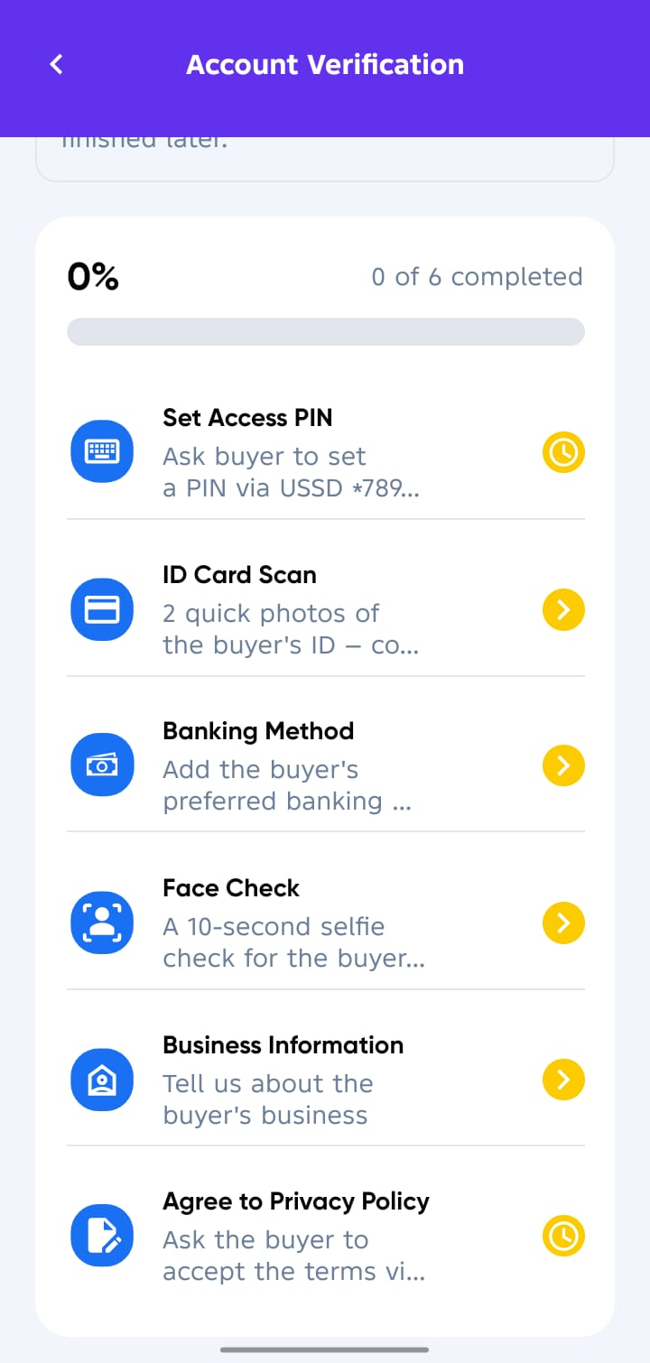 Buyer invite verification screen 2