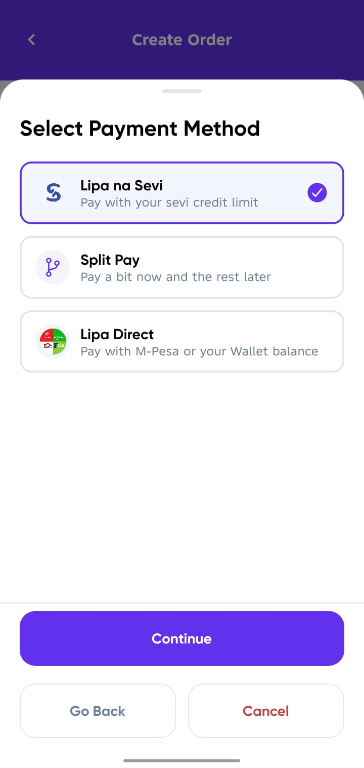 Order Details Modal request payment options