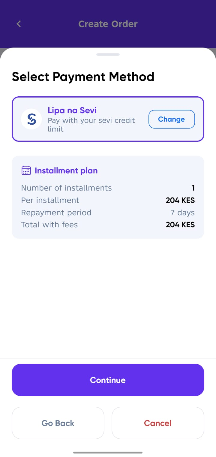 Order Details Modal request payment option 1