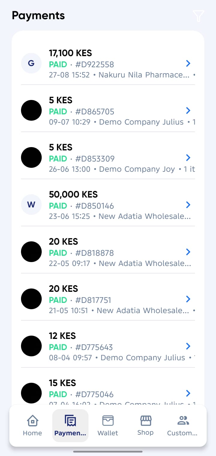 Payments List