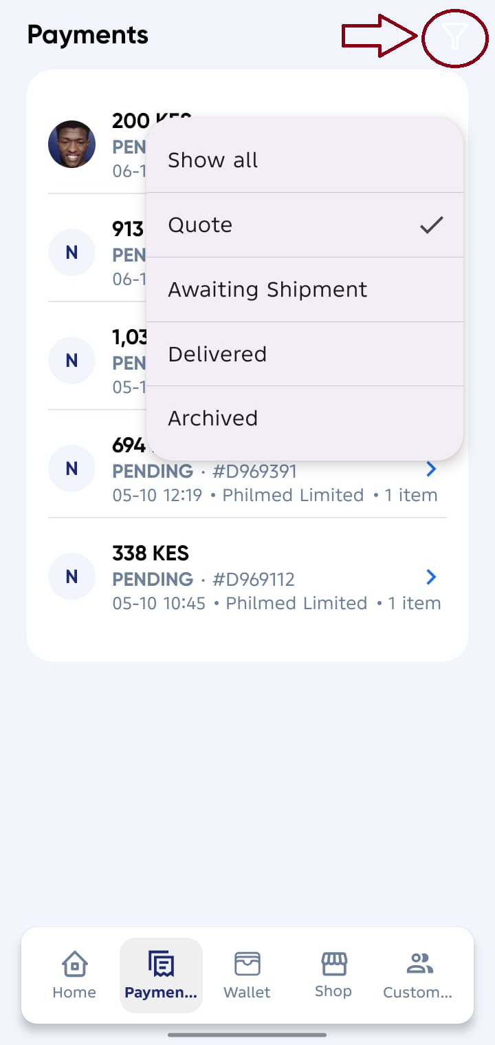 Payments Filter