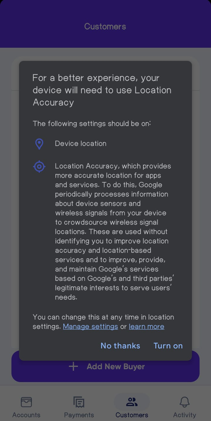 Location access request