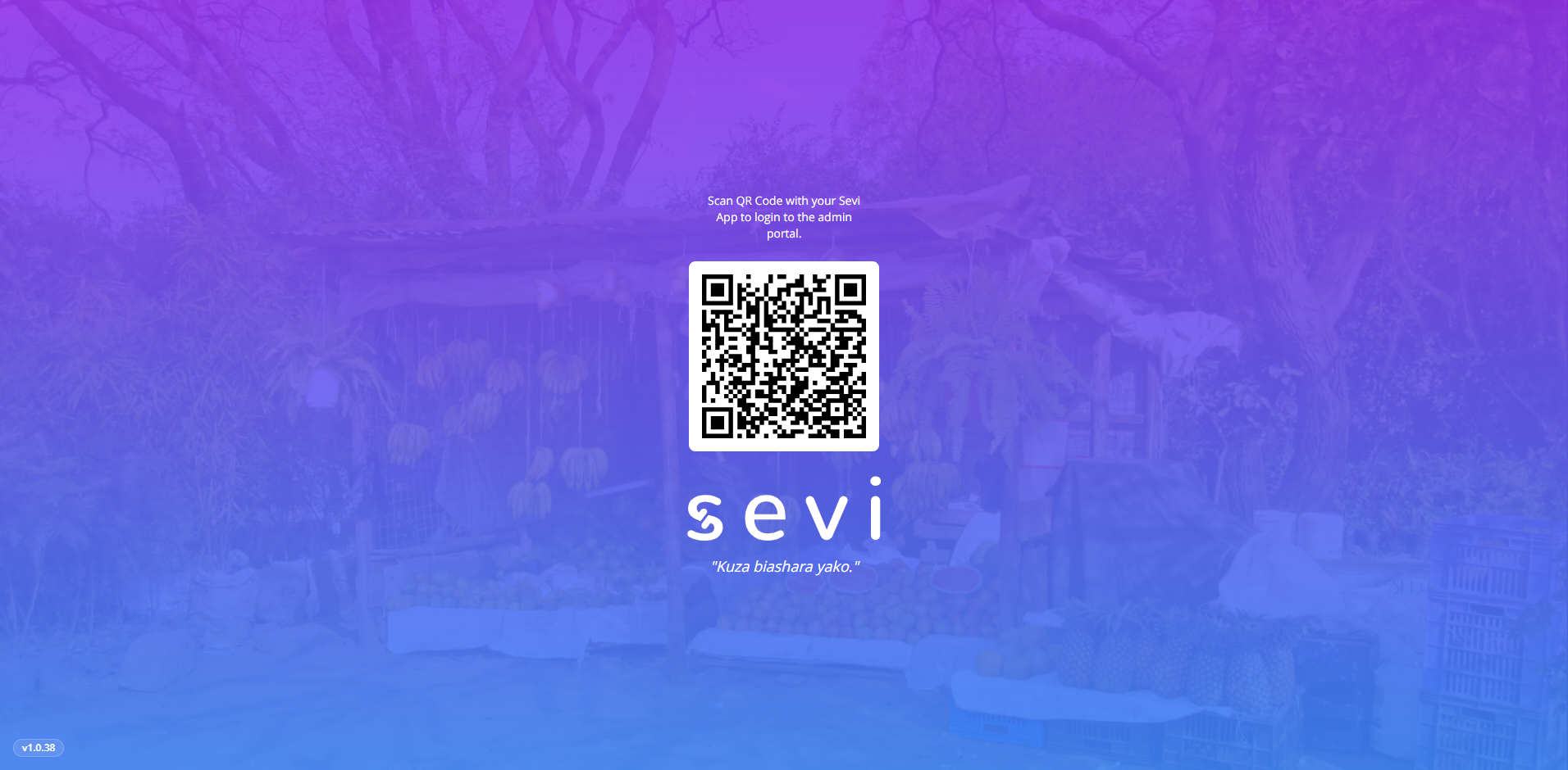 Sevi Admin Portal QR login screen