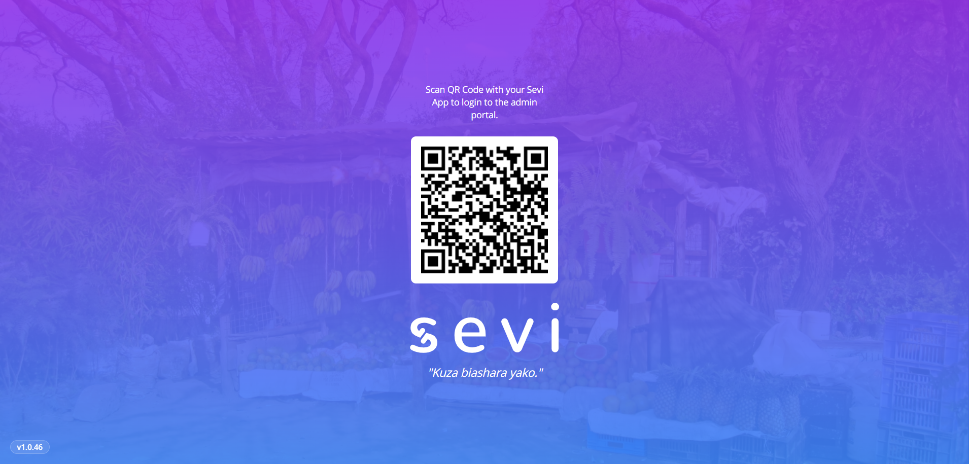 Sevi Admin Portal QR login screen