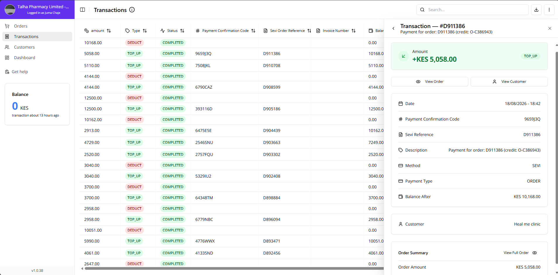 Admin Portal Transactions Overview 1
