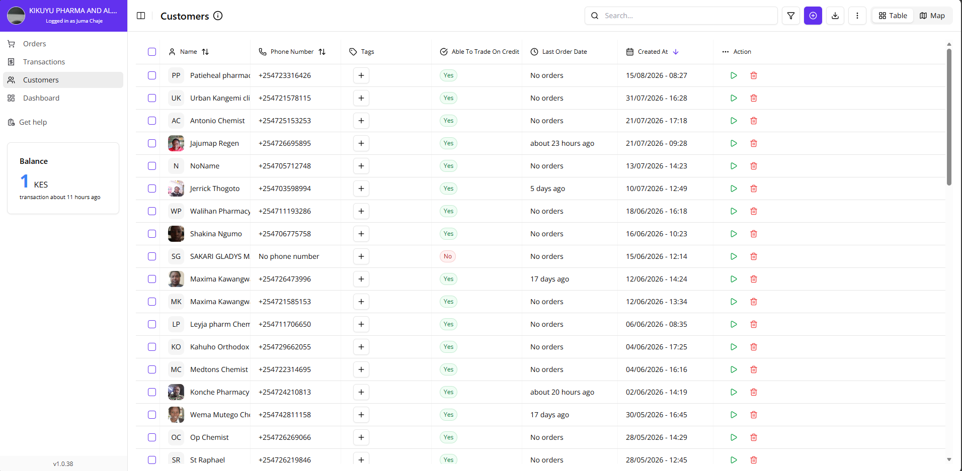 Customer Management Interface