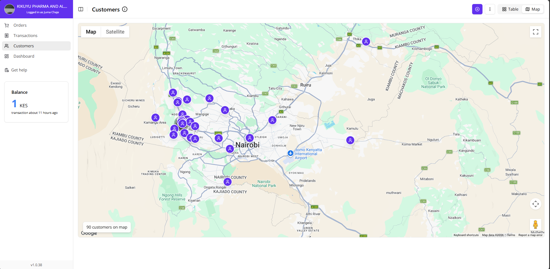 Customers Map View