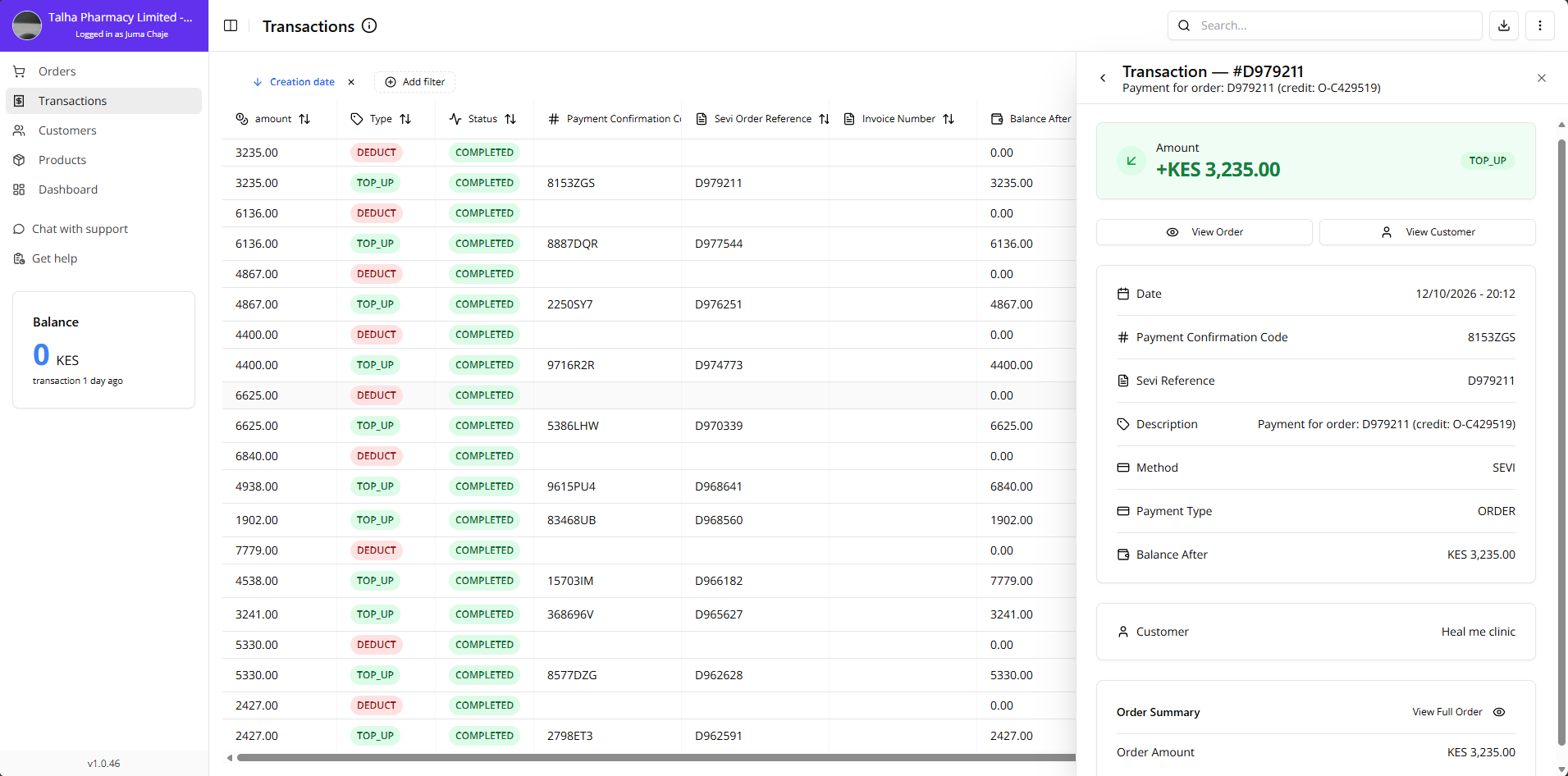 Admin Portal Transactions Overview 1