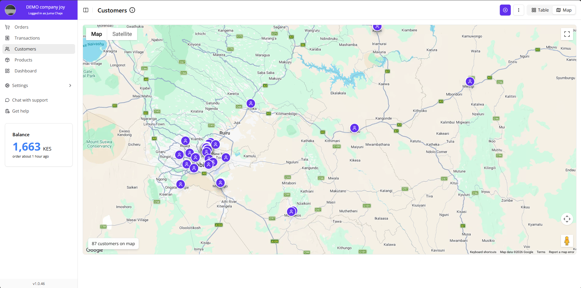 Customers Map View