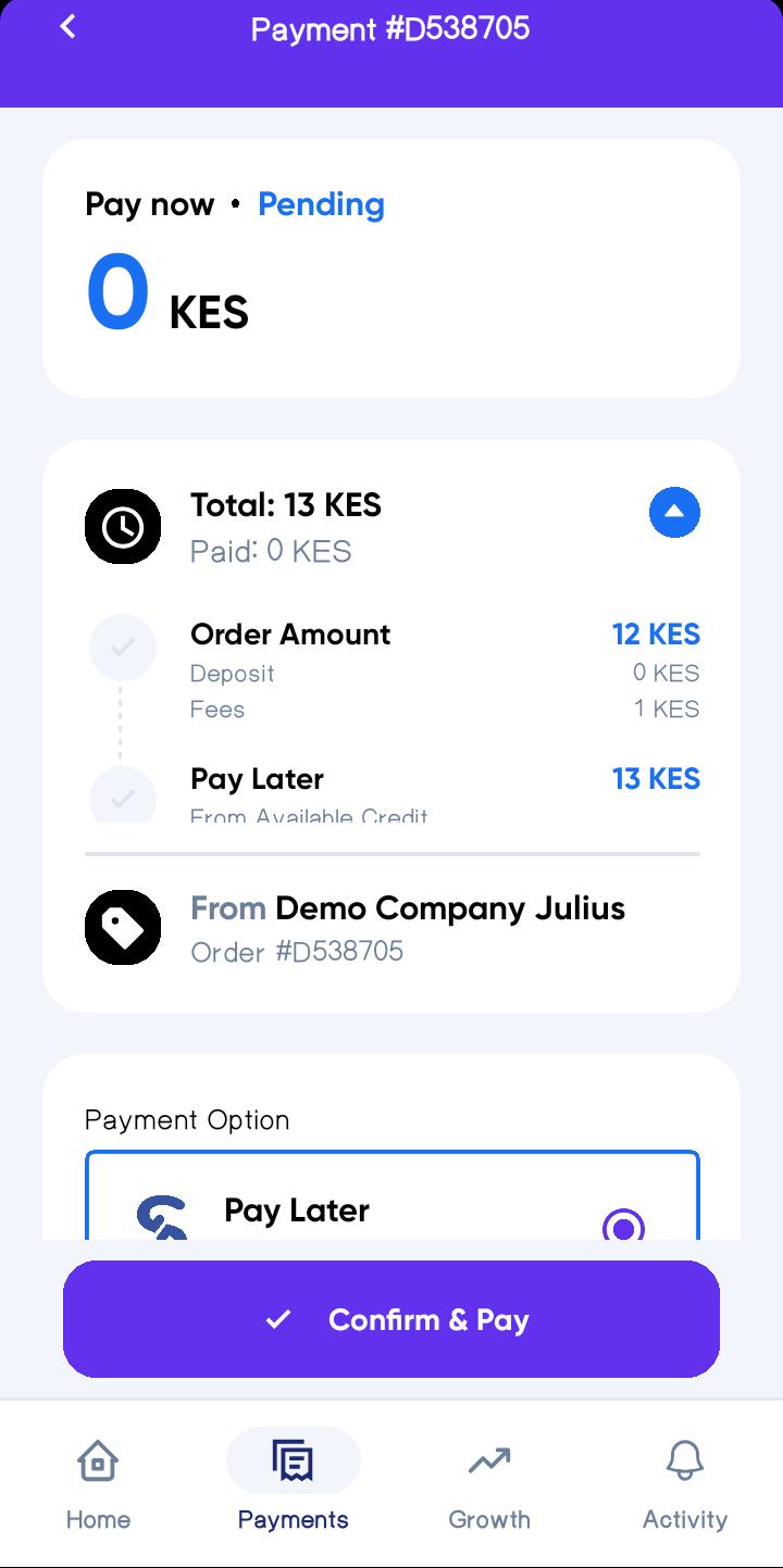 Payment details screen 1