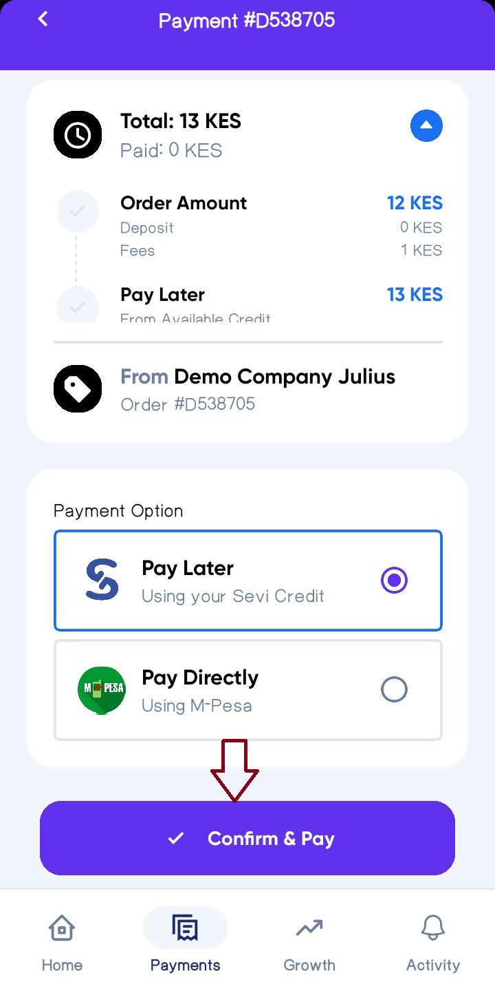 Payment details screen 2