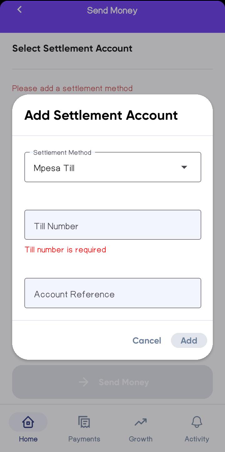 Settlement Account Till Option