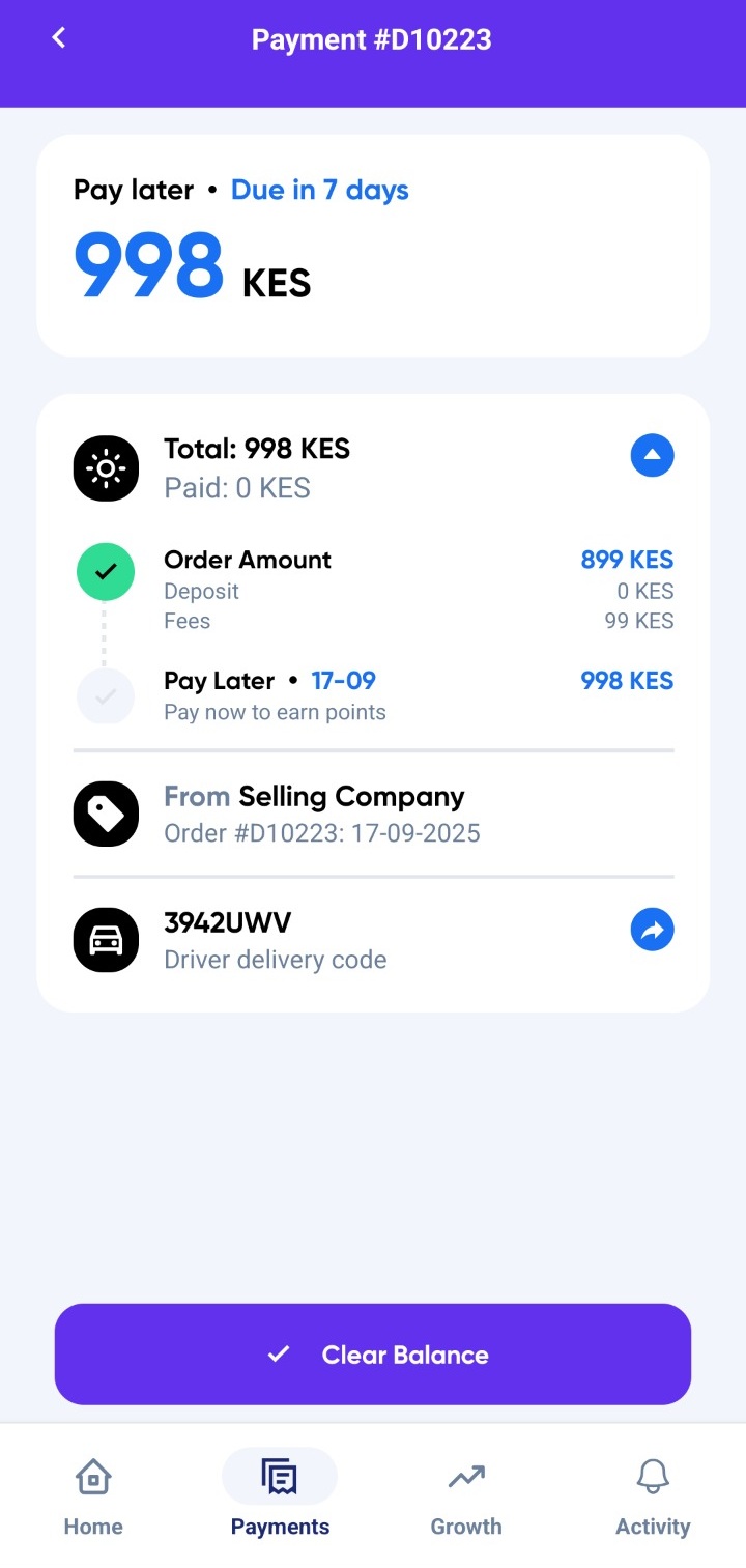 Payment Details Screen