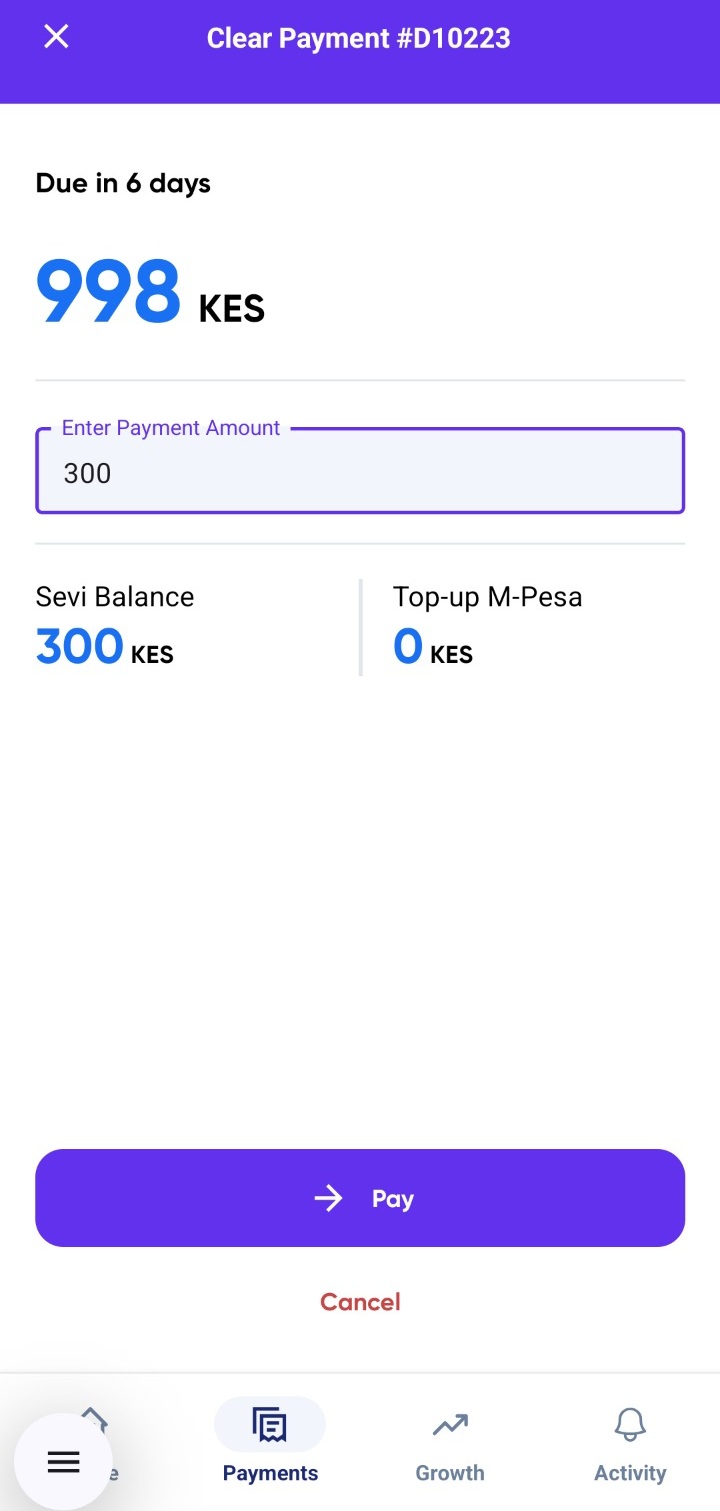 Clear Payment Pay Screen