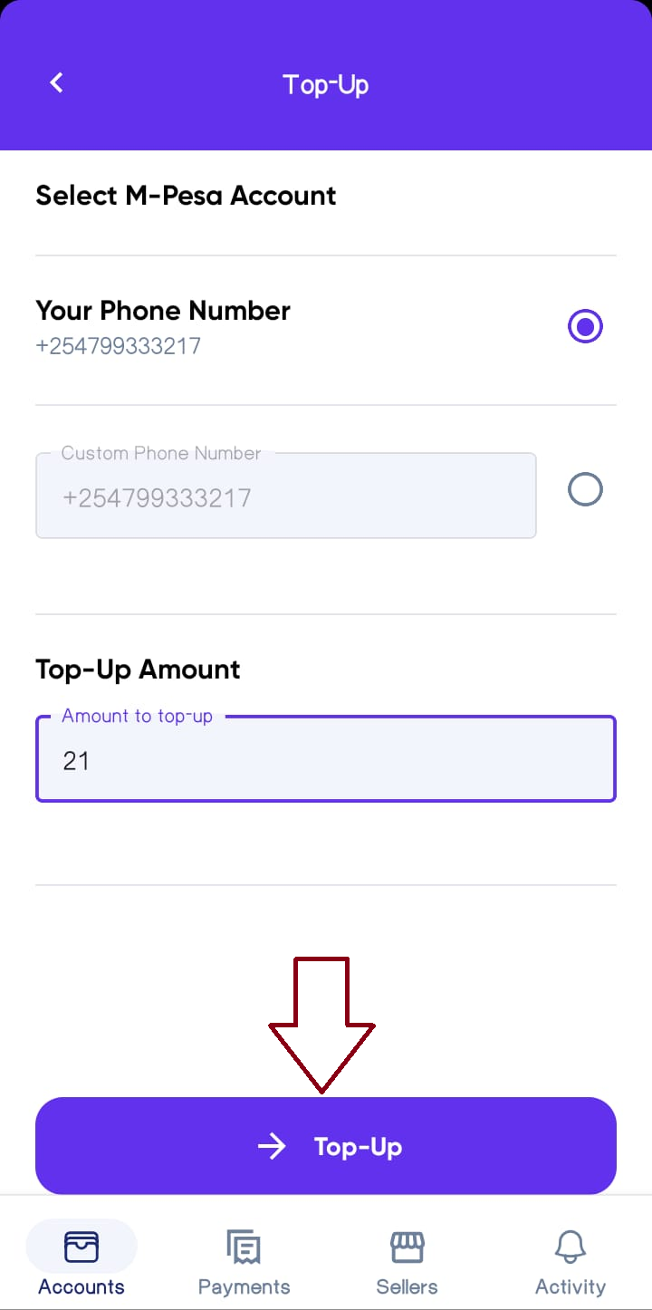 Top-Up Amount Entry