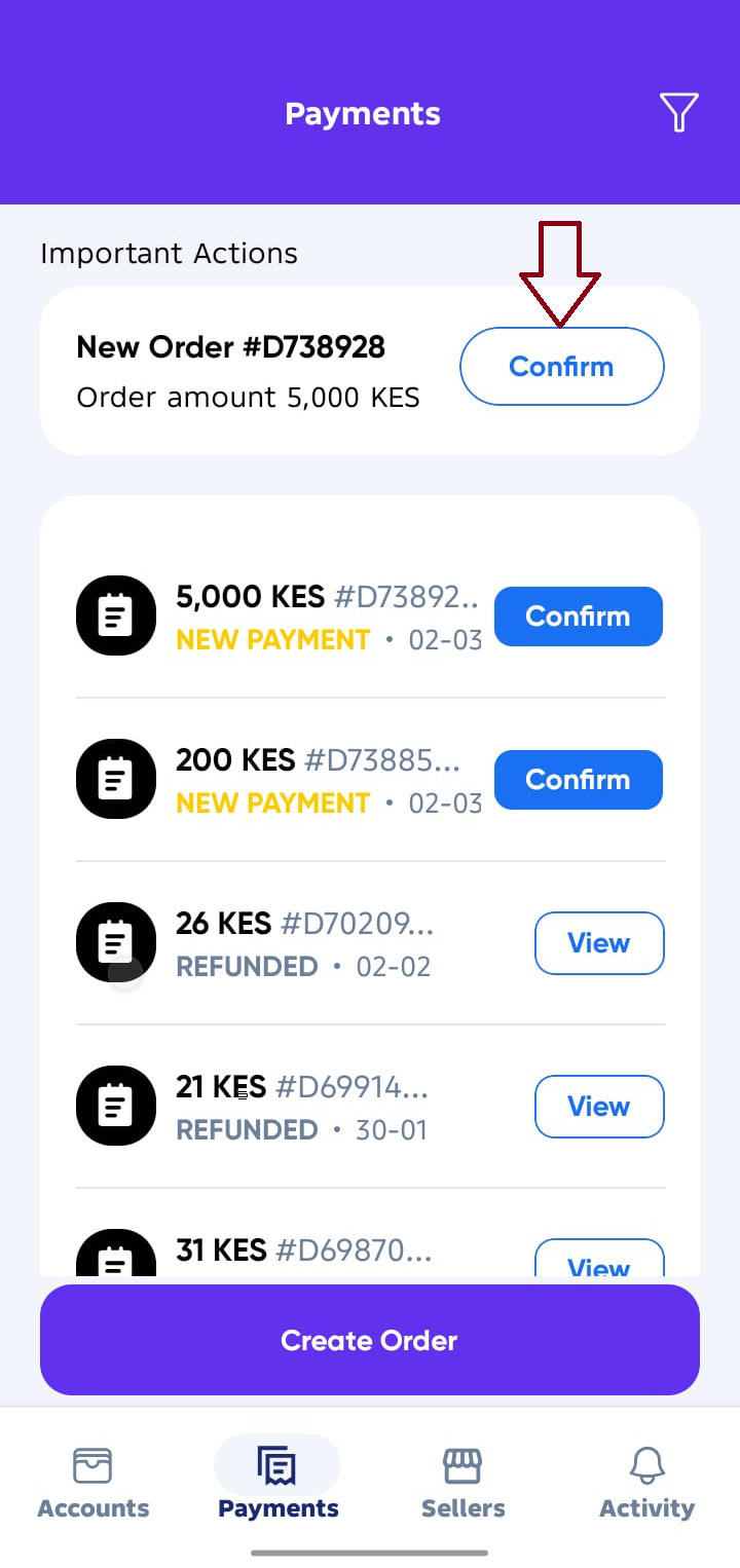Split pay option initial screen