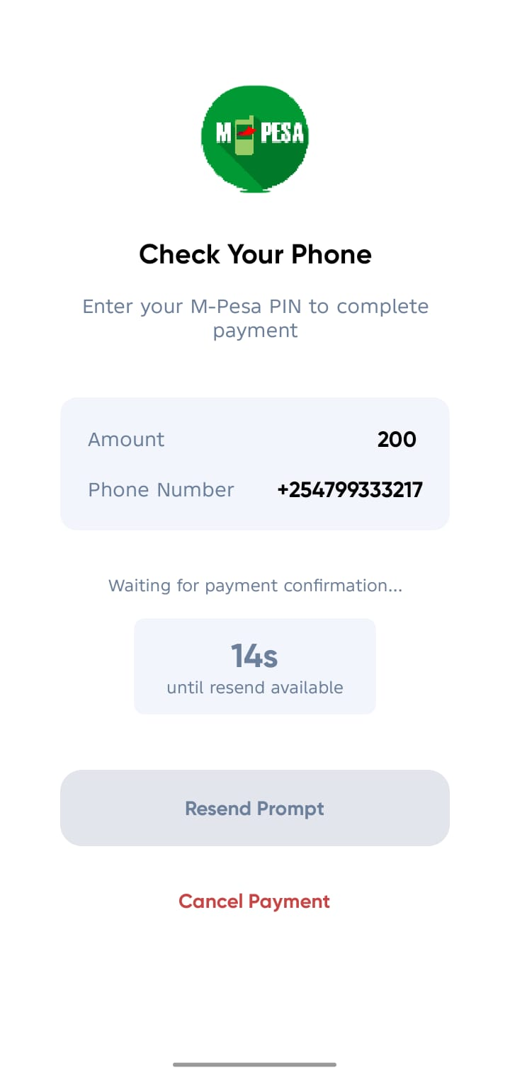 Confirm Payment Screen Lipa Direct option 3 final screen mpesa prompt