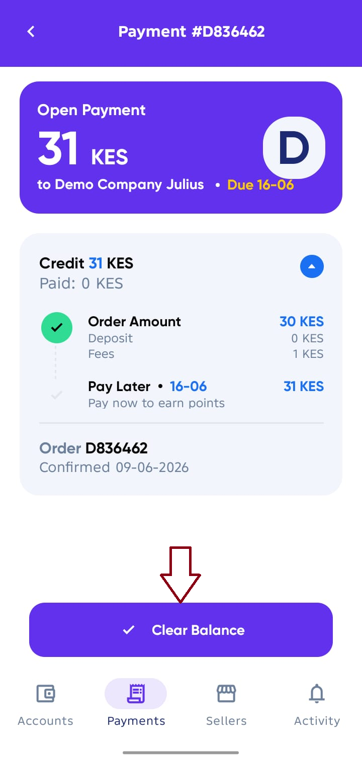 Payment Details Screen