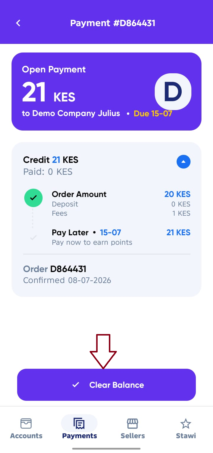 Payment Details Screen