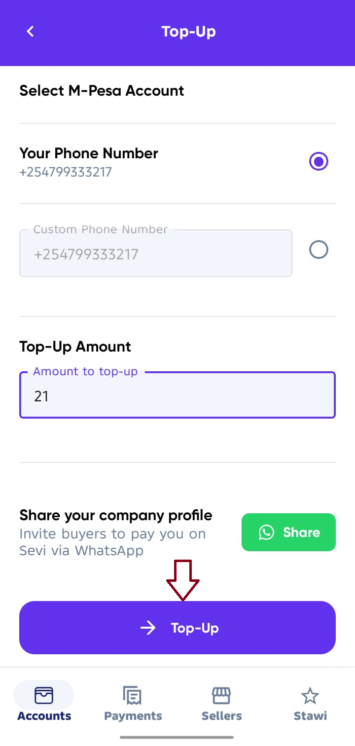Top-Up Amount Entry