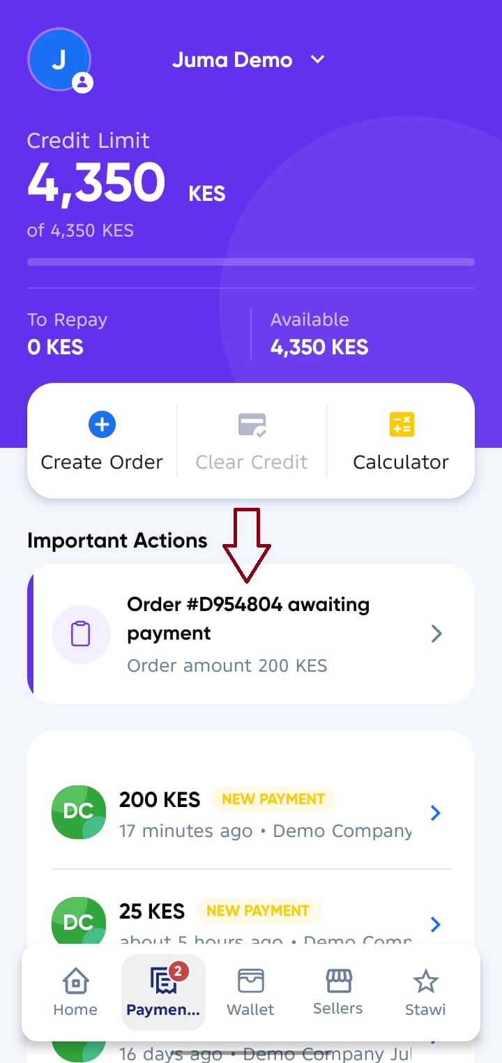 Payment Request Notification on payments