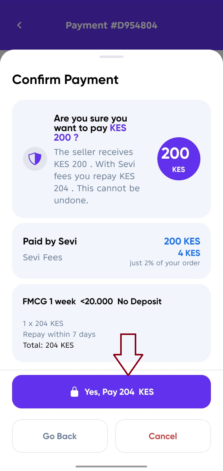 Confirm Payment Screen Full Credit option 1 final screen