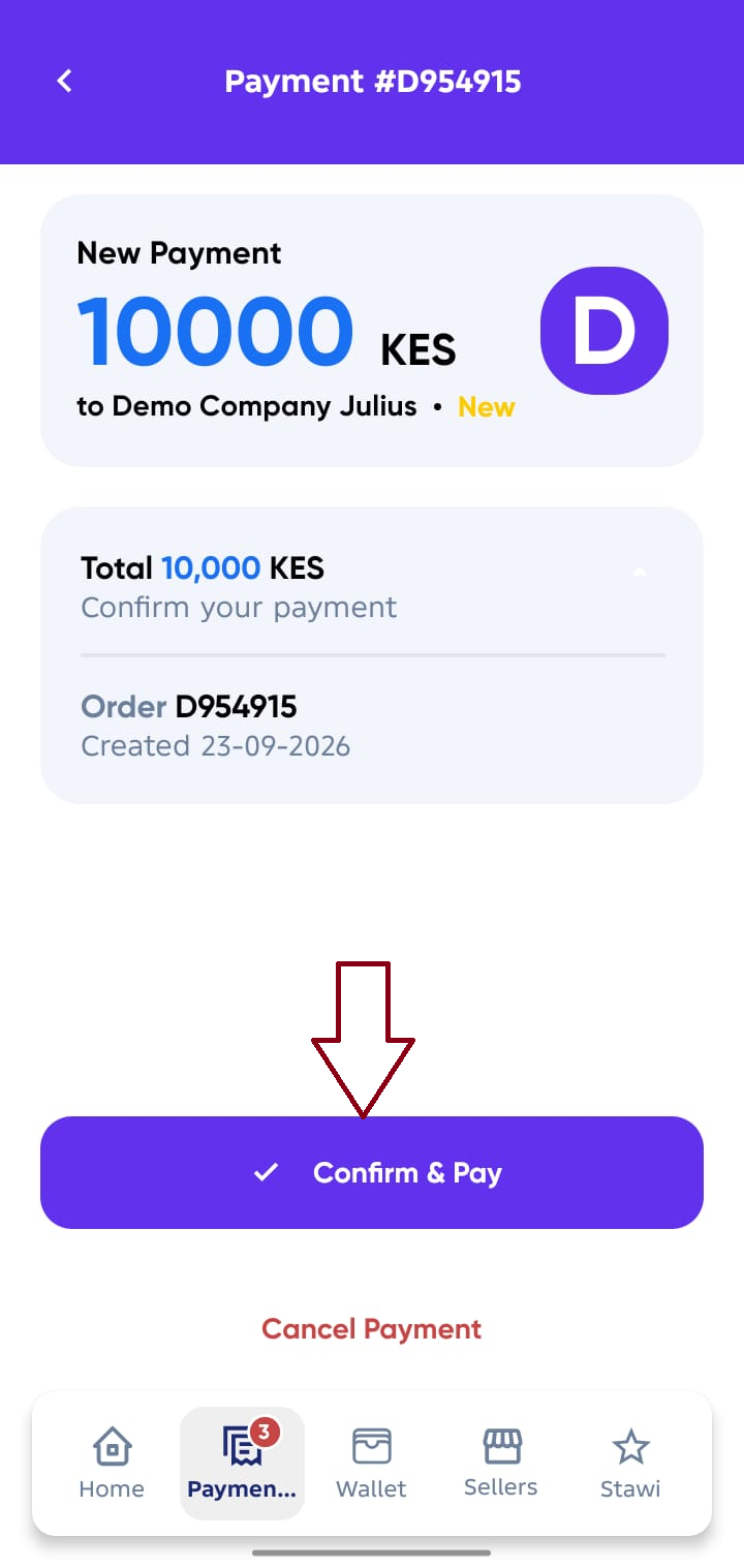 Payment Request Notification on payments
