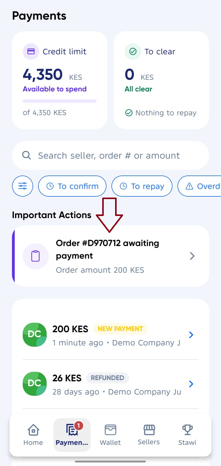Payment Request Notification on payments