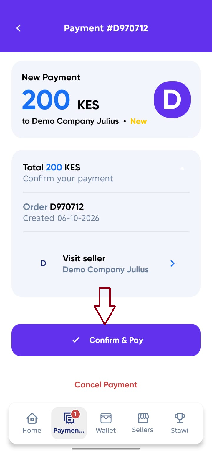 Payment Request Notification on payments