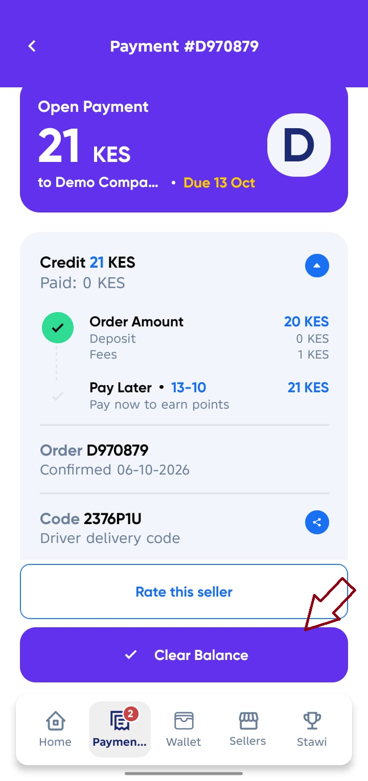 Payment Details Screen