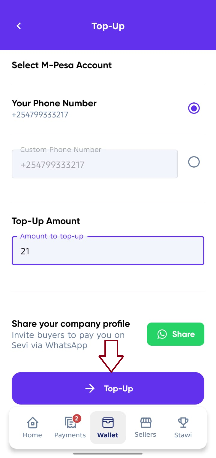 Top-Up Amount Entry