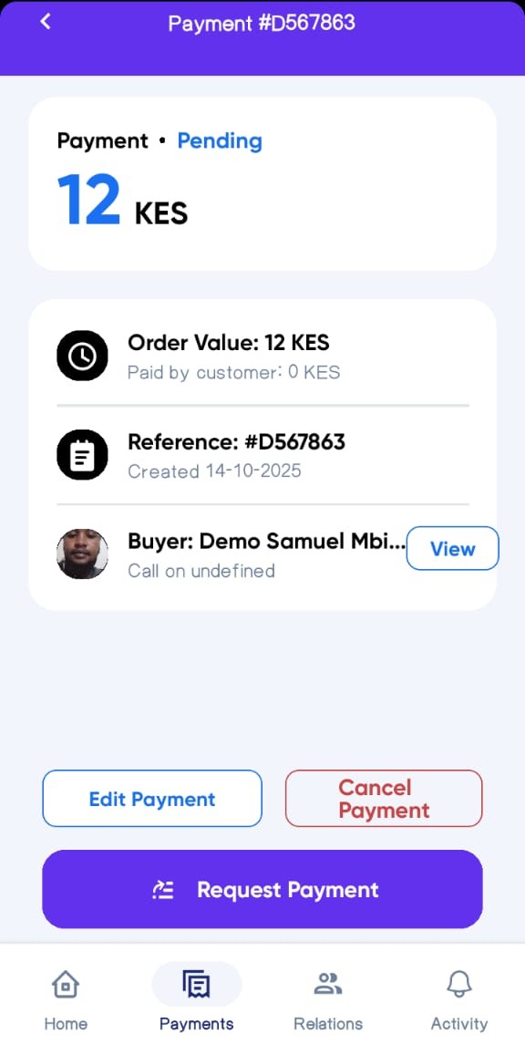Payments Details Seller Screen