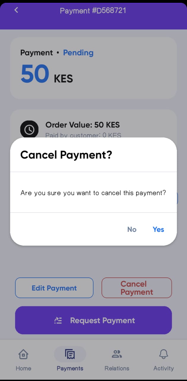Cancel Payment Request
