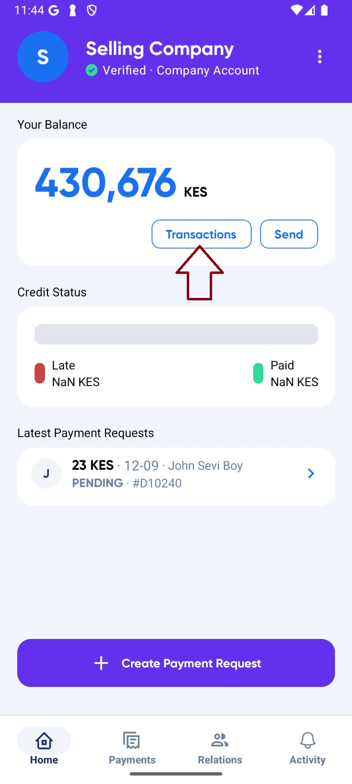 Transactions Button