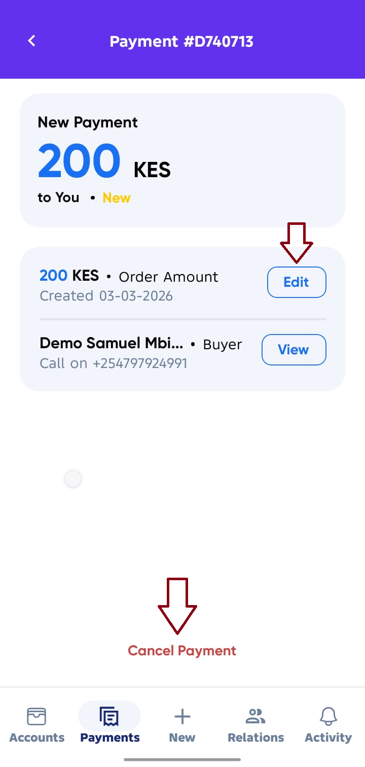 Payments Details Seller Screen 1