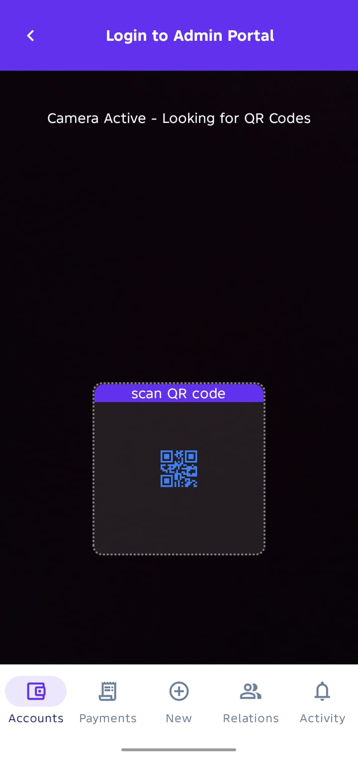 Scan QR code screen